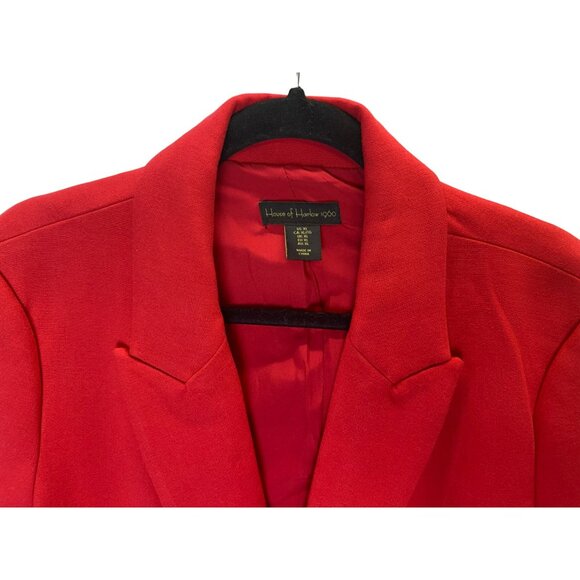 Revolve House of Harlow 1960 Womens XL Red Double Breasted Blazer Black Buttons - Picture 2 of 9